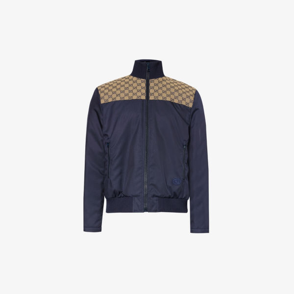 Куртка-ракушка с воротником-воронкой и монограммой Gucci, цвет caspian/mix