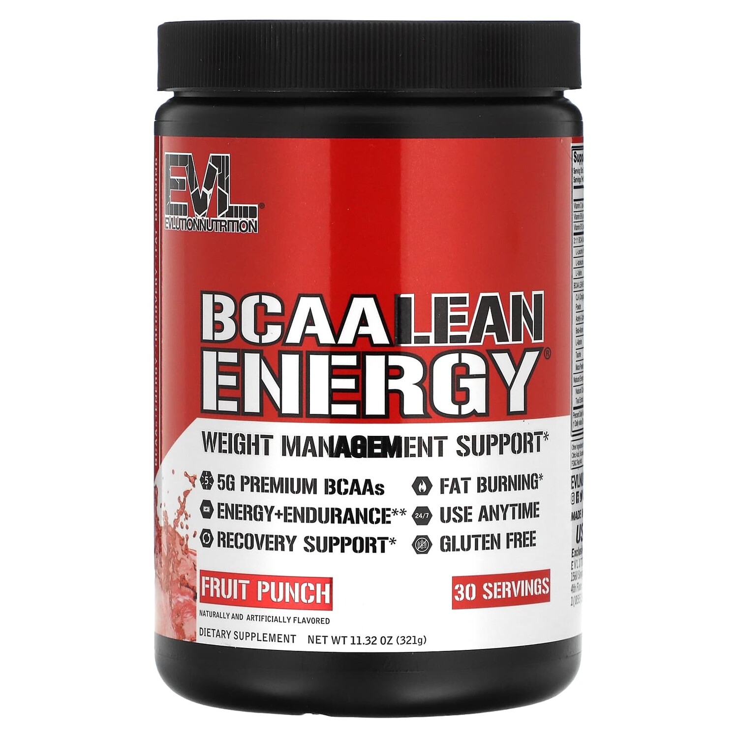

BCAA LEAN ENERGY, фруктовый пунш, 321 г (11,32 унции), EVLution Nutrition