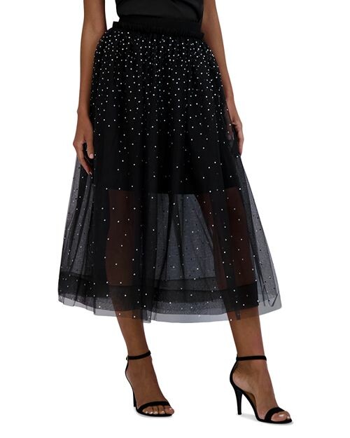

Украшенная юбка-миди из тюля BCBGMAXAZRIA, цвет Black