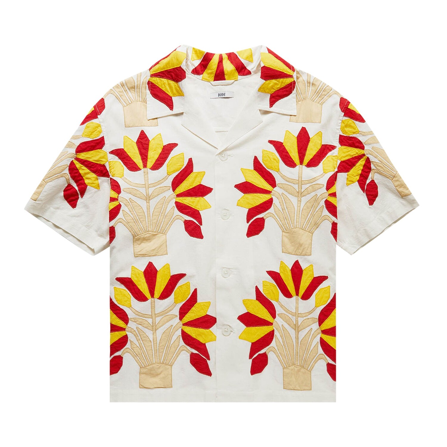 

Рубашка с короткими рукавами Bode Foliage Appliqué, Коричневый/Многоцветный