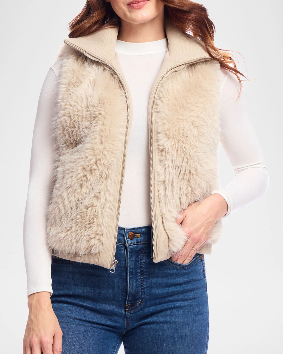 

Жилет из искусственного меха на молнии Parkside Fabulous Furs, цвет Champagne