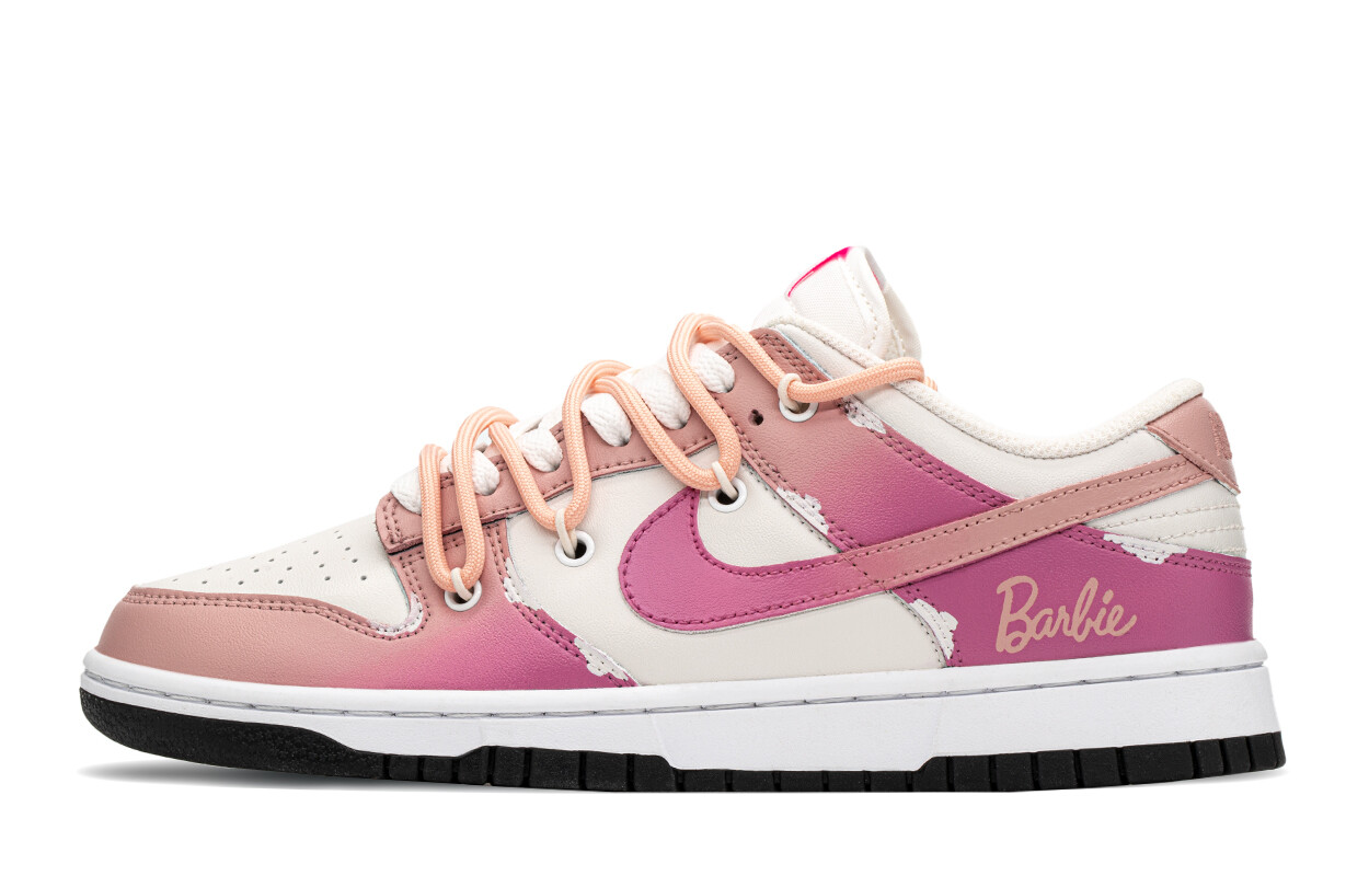 

Кроссовки Nike Dunk Skateboarding Shoes Women's Low-top Beige/Pink, белый/фиолетовый