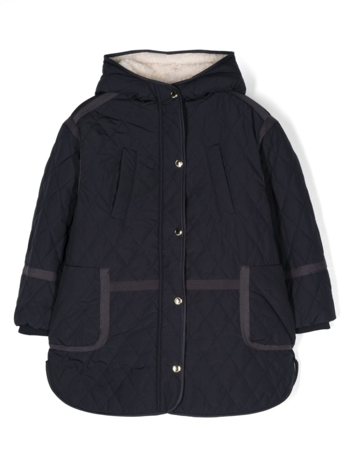 

Chloé Kids стеганая куртка с подкладкой из овчины, синий