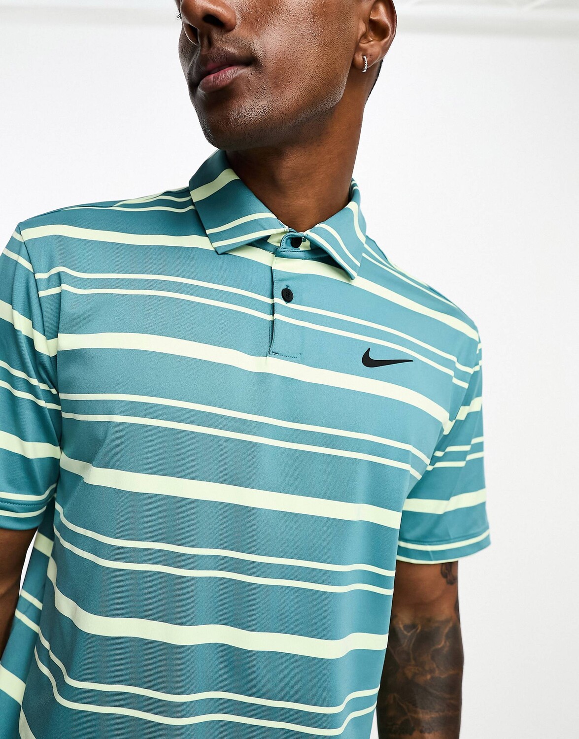 

Бирюзовое короткое поло с полосками Nike Golf Tour, Зеленый