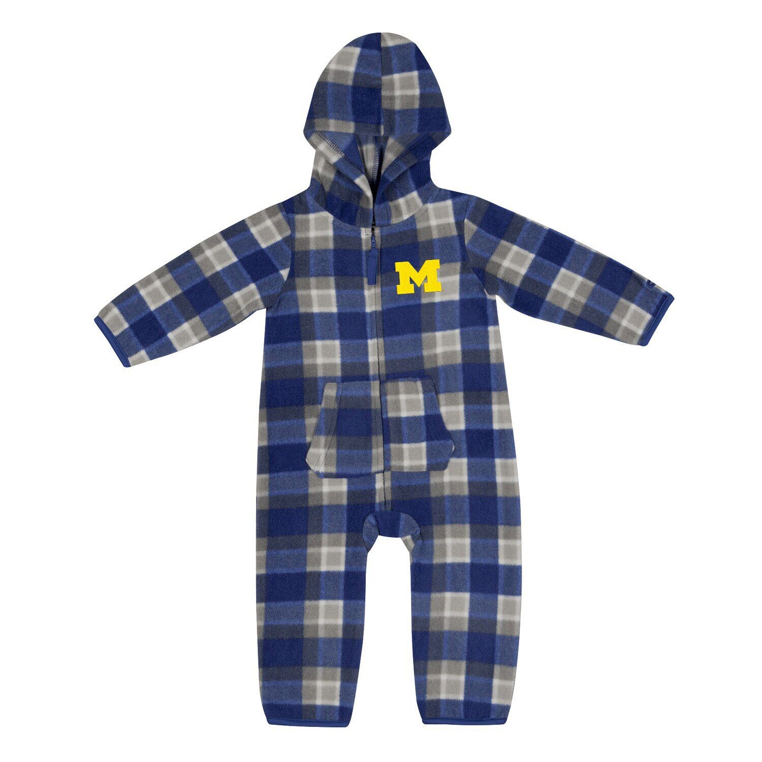

Темно-синий/серый джемпер с капюшоном в клетку Infant Colosseum Michigan Wolverines Farays и молнией во всю длину Colosseum