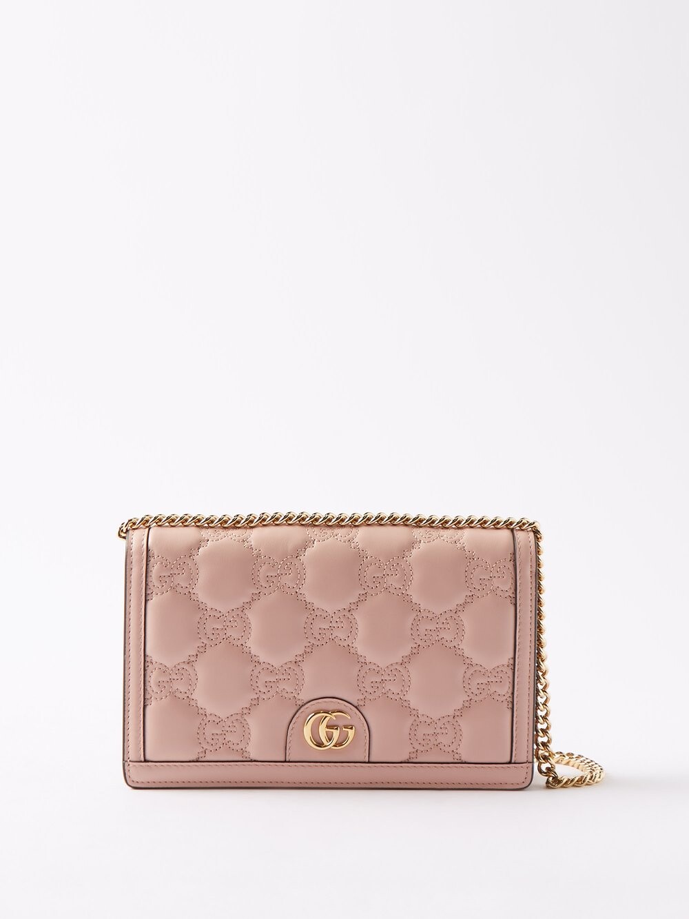

Сумка-кошелек из кожи матлассе с тиснением gg Gucci, розовый