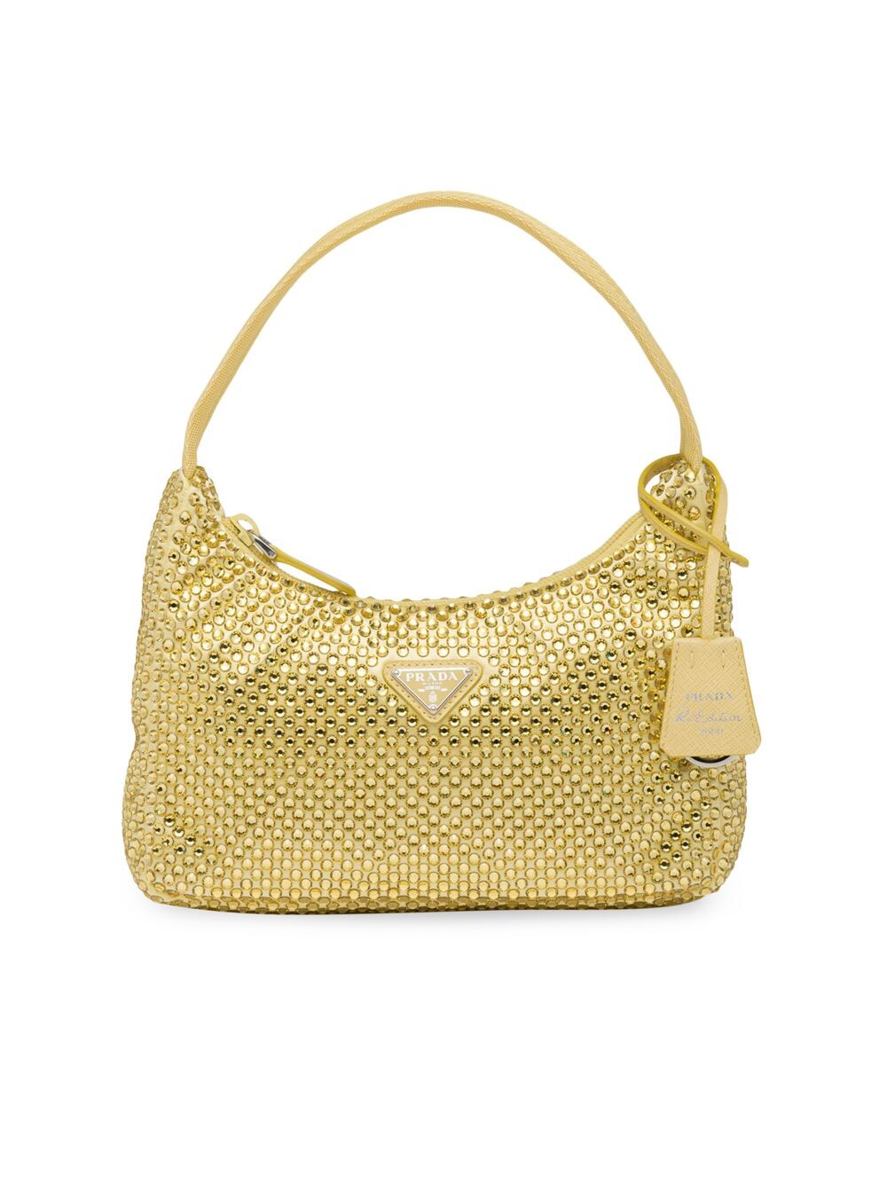 

Мини-сумка из атласа с кристаллами Prada, желтый