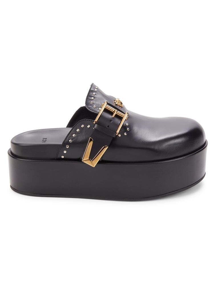 

Кожаные мюли на каблуке с заклепками Versace, черный