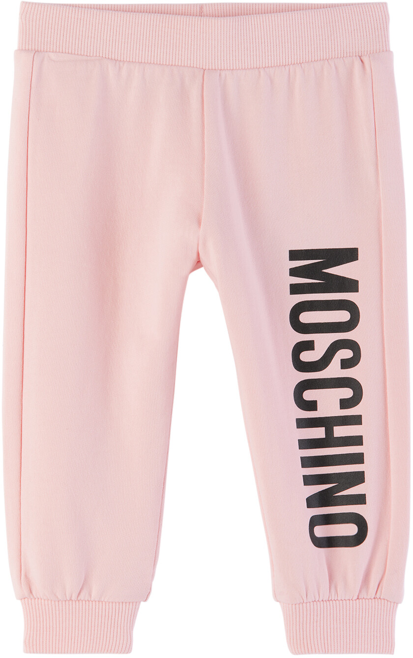 

Детские розовые спортивные штаны с принтом Moschino, Розовый