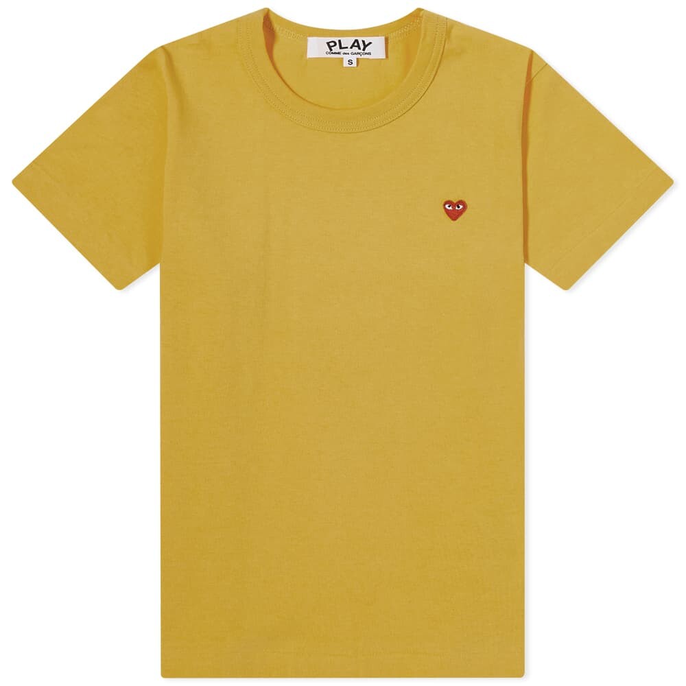 

Футболка Comme des Garçons Play с маленьким красным сердечком, оливковый, Красный, Футболка Comme des Garçons Play с маленьким красным сердечком, оливковый