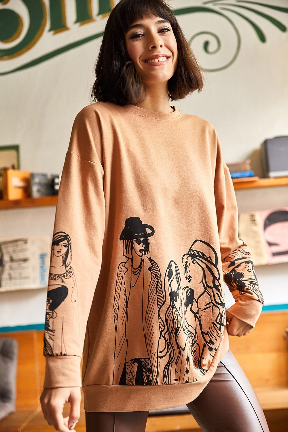 

Толстовка - Коричневый - Oversize Olalook, коричневый