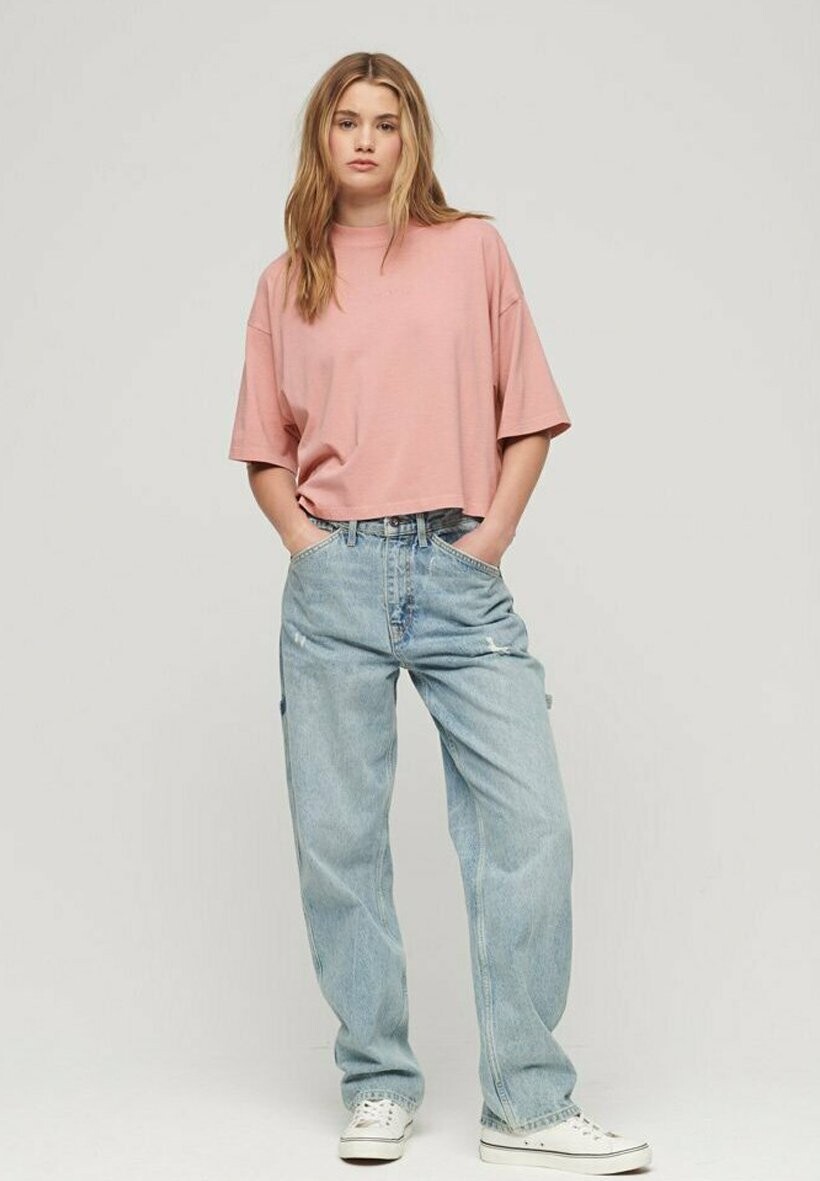 

Футболка базовая MICRO LOGO EMBROIDERED BOXY Superdry, цвет vintage blush pink