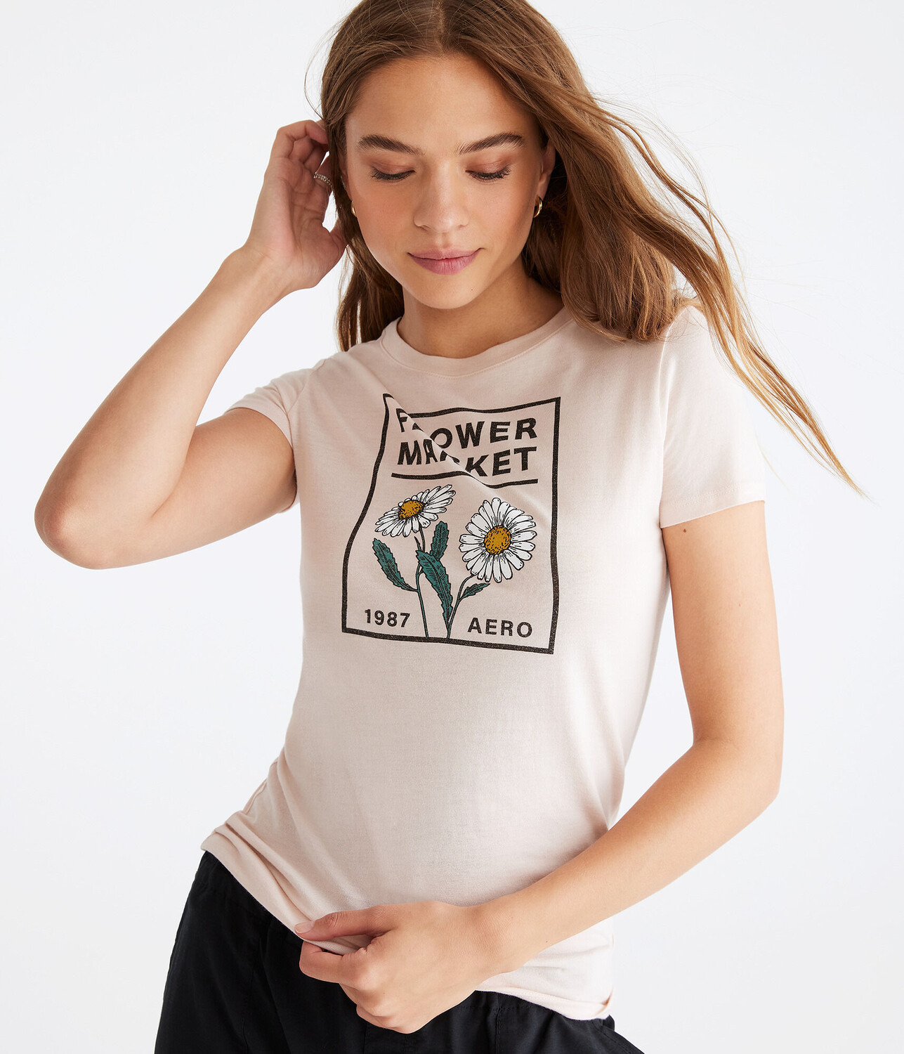 

Футболка с рисунком Flower Market Aeropostale, бежевый