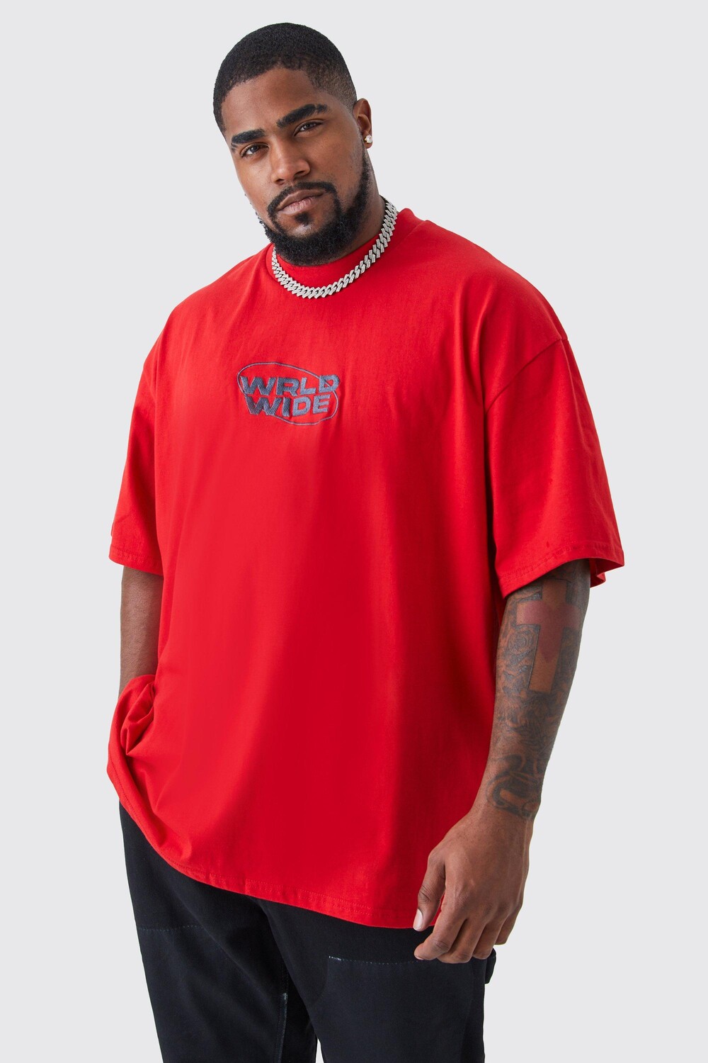 

футболка oversize heavy worldwide Boohoo, красный