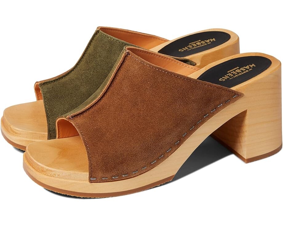 

Туфли Swedish Hasbeens Suede Combo, цвет Olive/Khaki