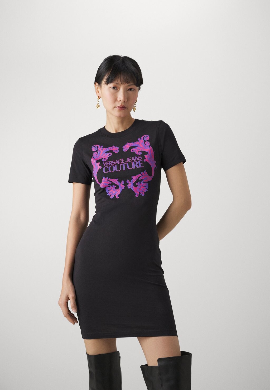 

Платье из джерси Baroque Logo Versace Jeans Couture, черный
