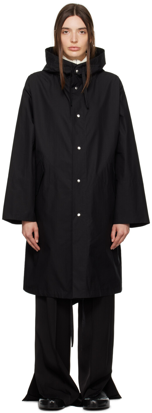 

Черное пальто с капюшоном Jil Sander, Черный