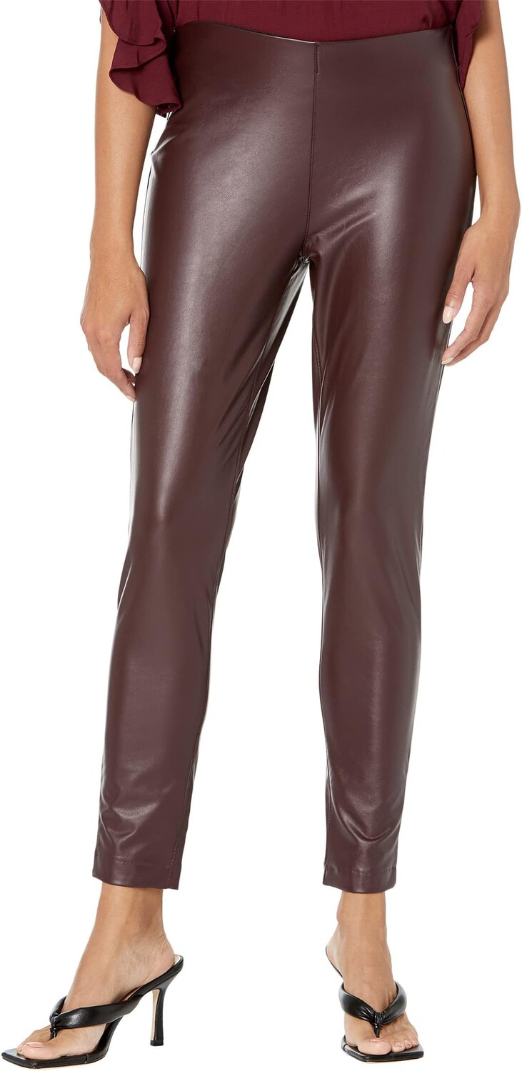 

Брюки без застежек из эластичной кожи Vince Camuto, цвет Port