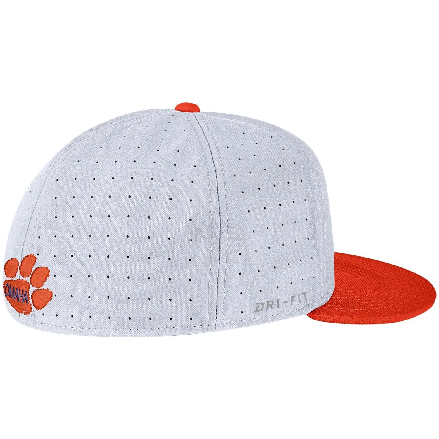 

Мужская бейсбольная бейсболка Nike белого/оранжевого цвета Clemson Tigers Team True Performance приталенная кепка