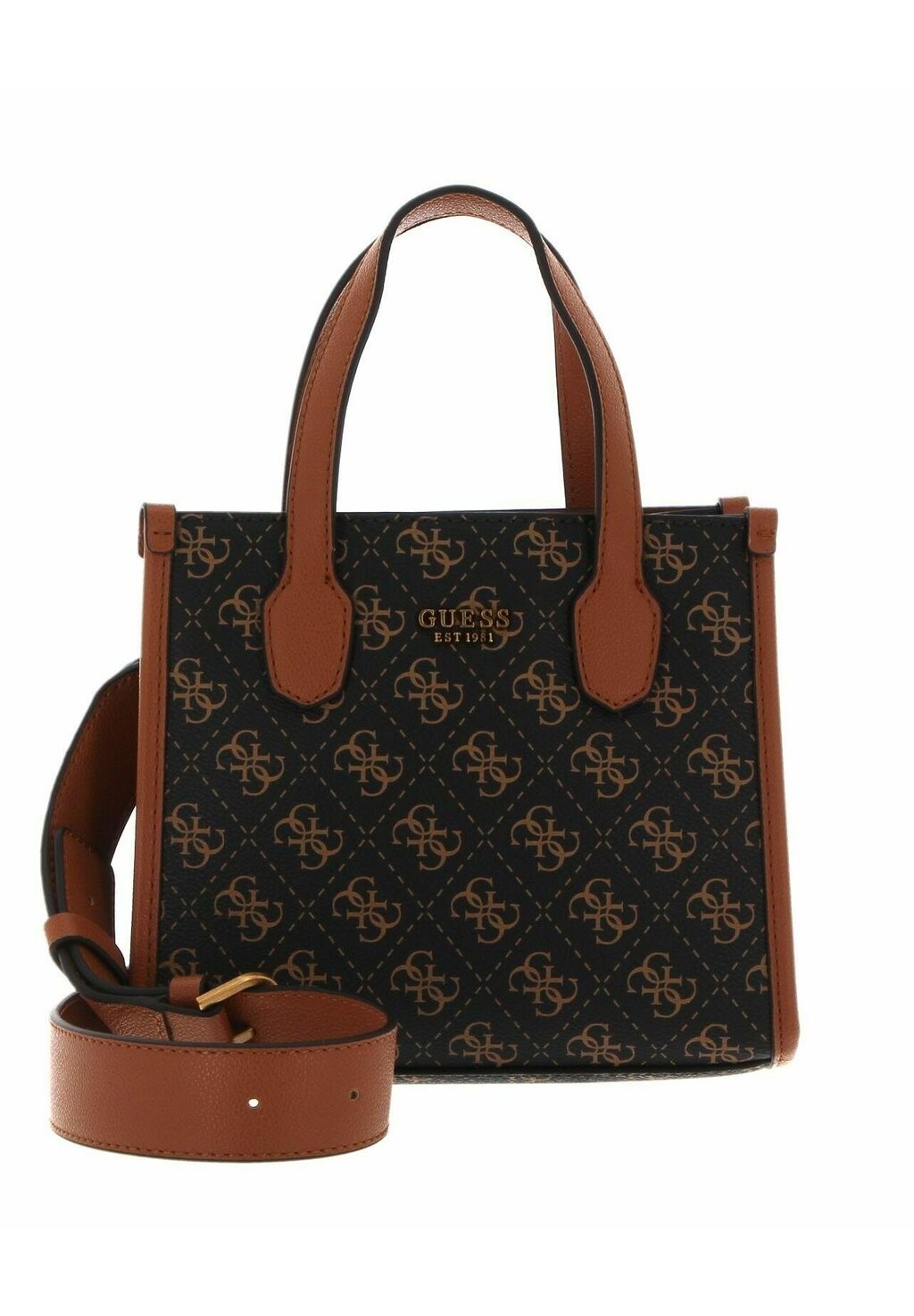 

Сумочка Guess, логотип коричневого коньячного цвета