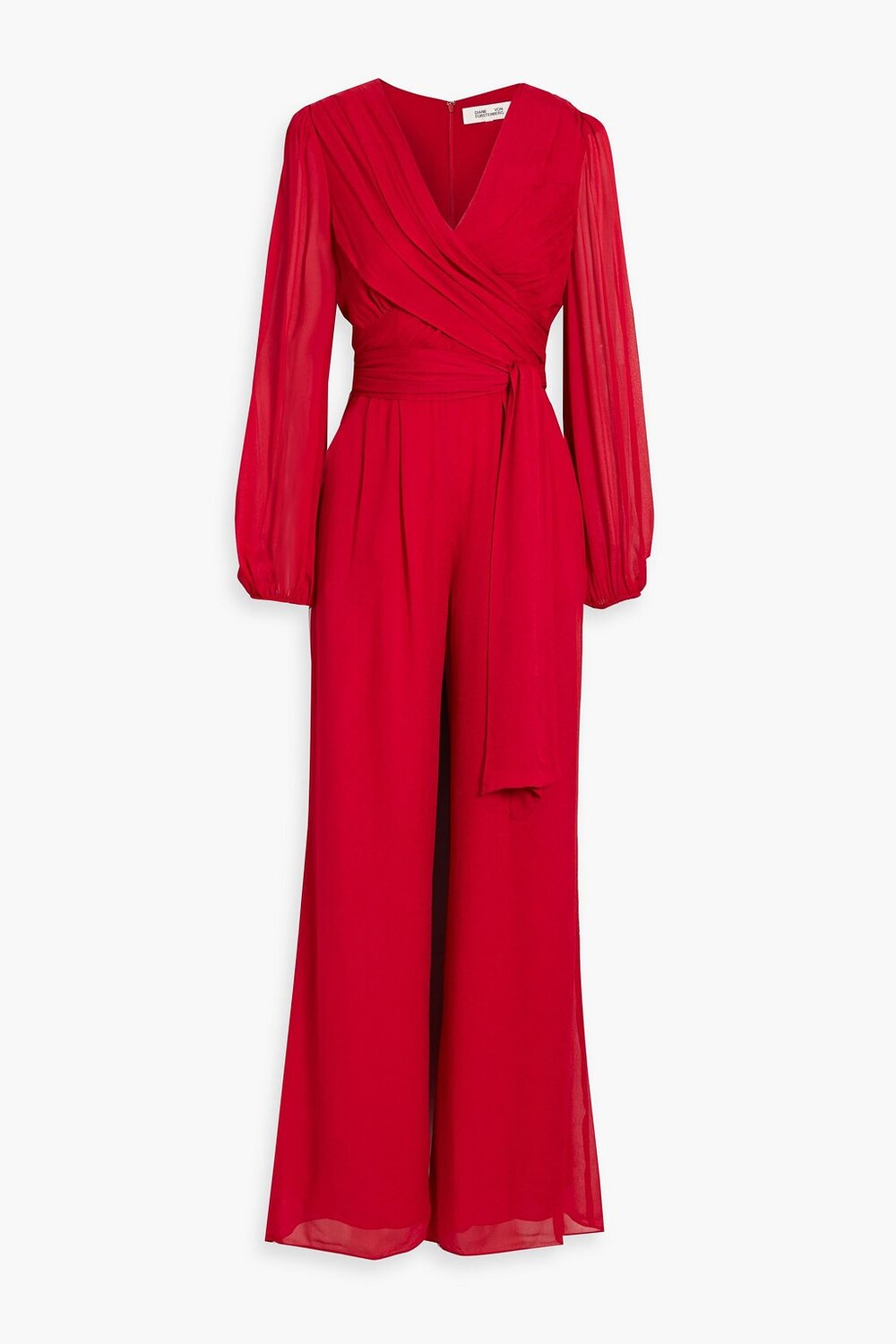 

Комбинезон Poet из крепа с широкими штанинами и запахом DIANE VON FURSTENBERG, красный