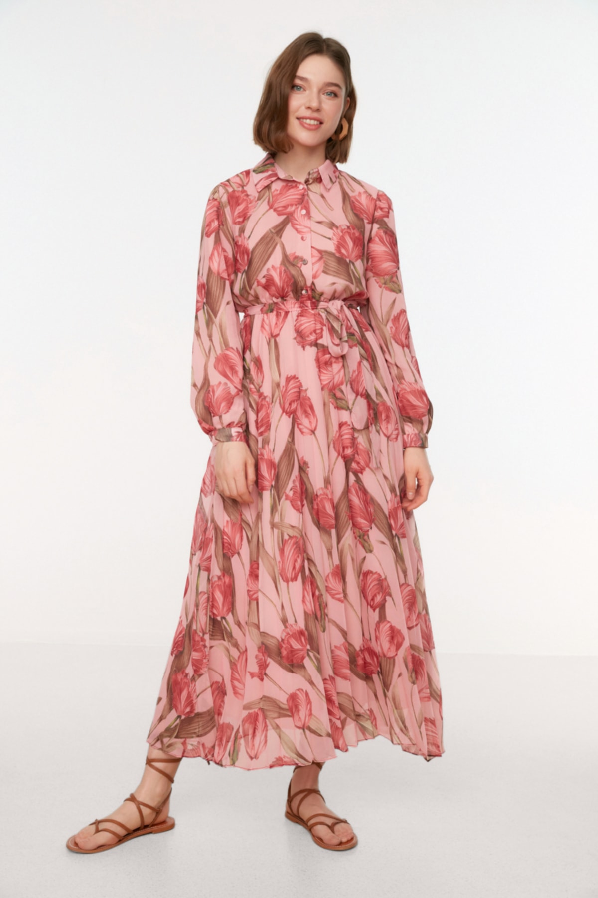Платье - Розовое - Базовое Trendyol Modest, розовый