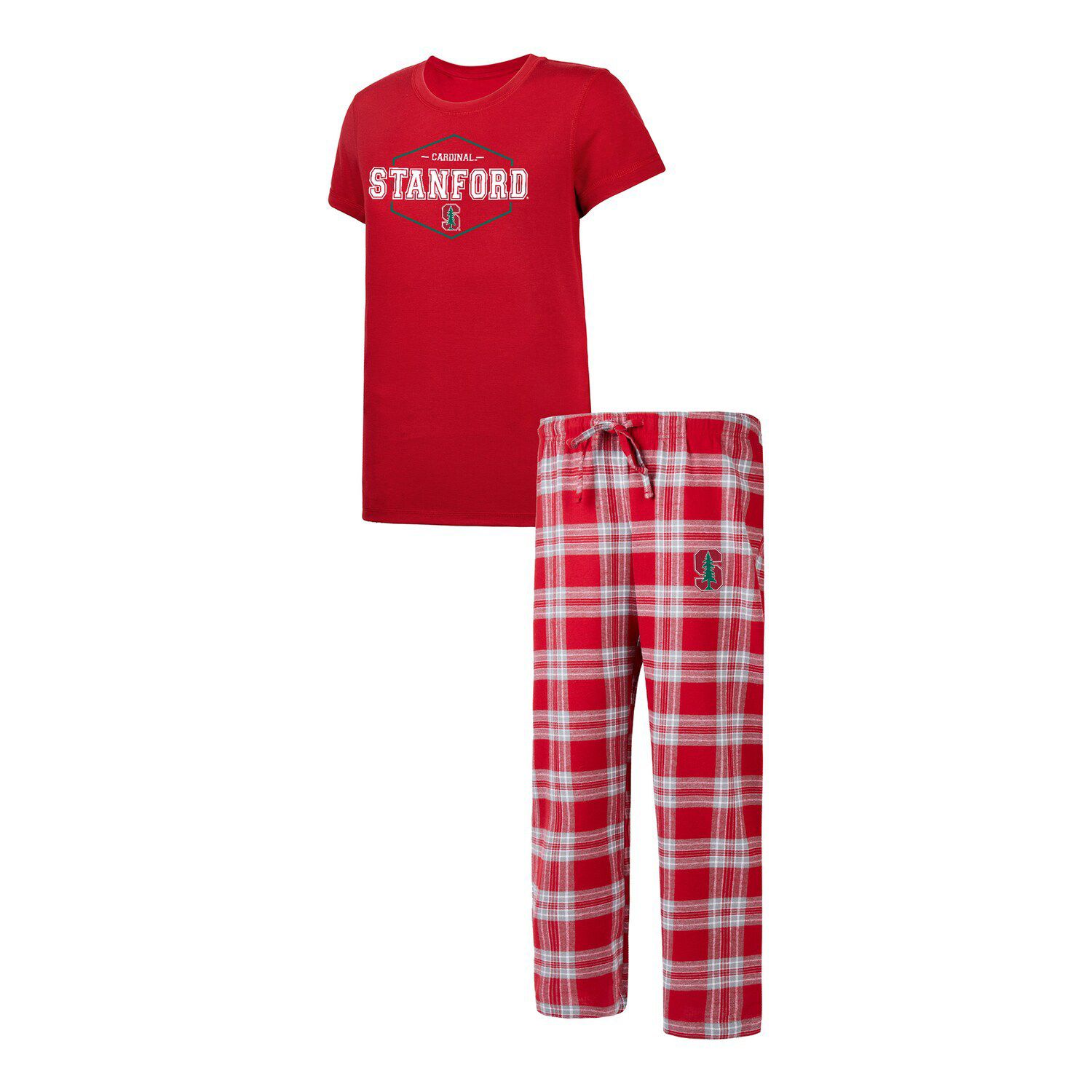 Женская футболка Concepts Sport Cardinal/серая футболка со значком Stanford Cardinal и фланелевые брюки комплект для сна