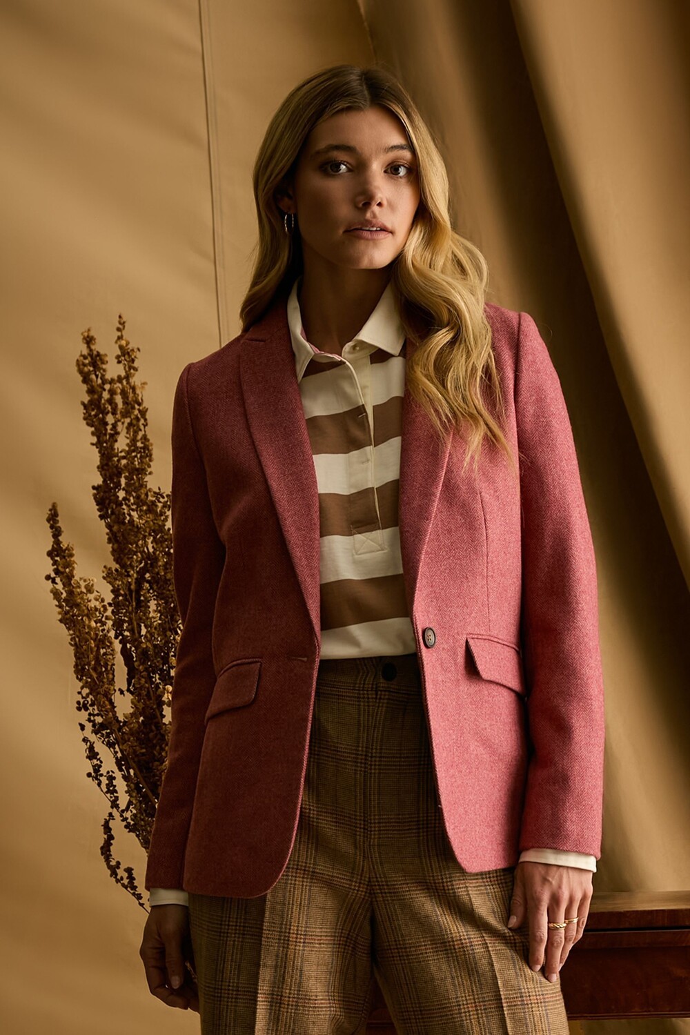 

Твидовый блейзер Bramble Joules, розовый