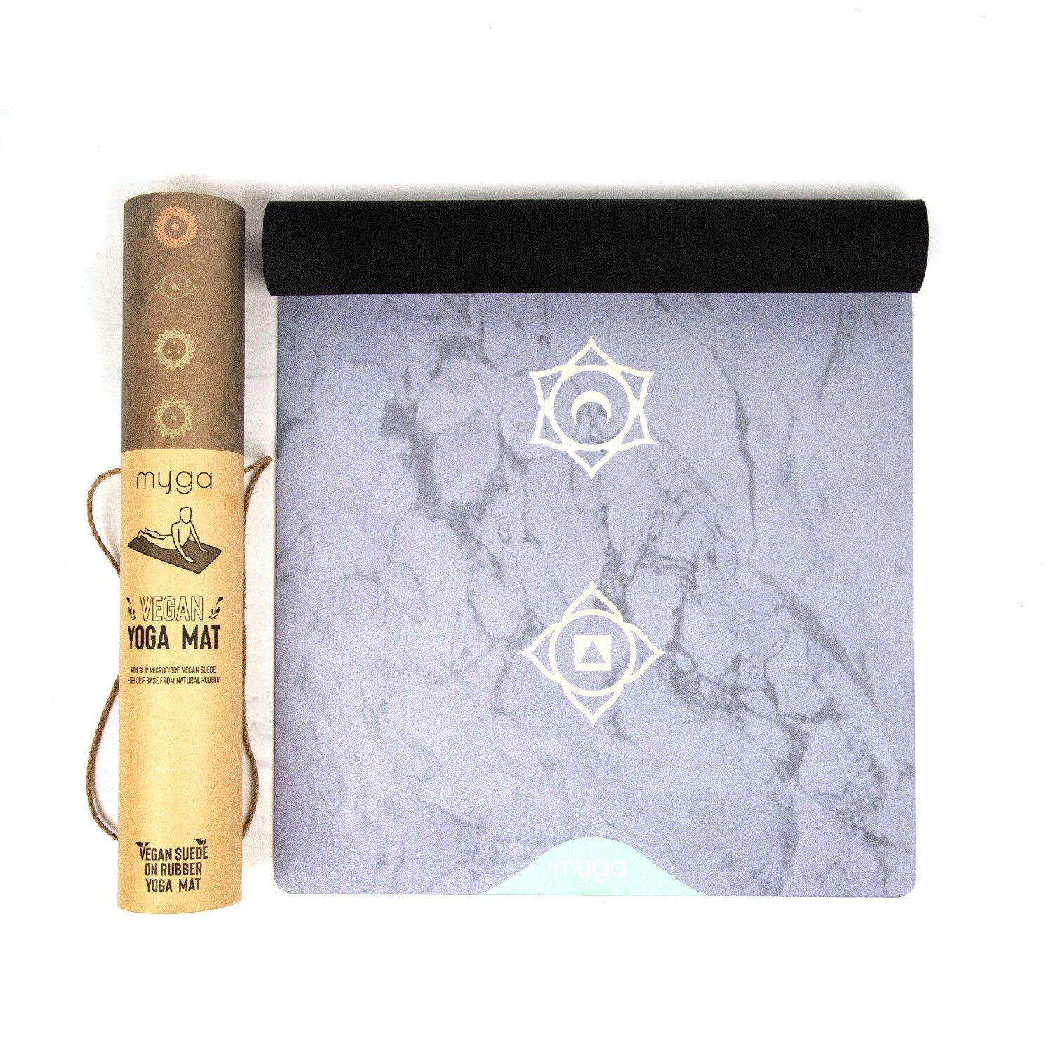 

Роскошный веганский замшевый коврик для йоги Chakra Myga, мультиколор