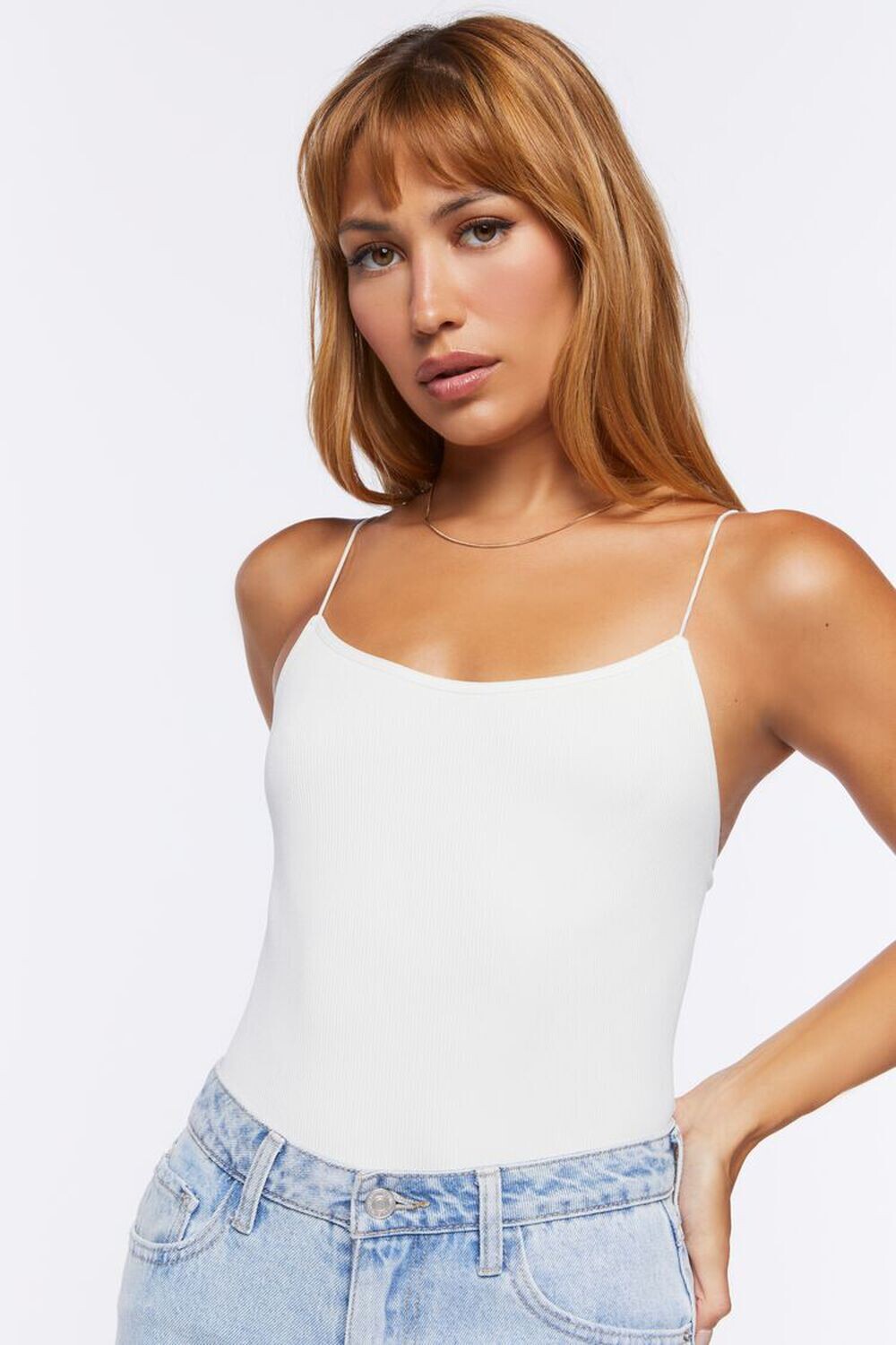 

Бесшовное боди на бретельках Forever 21, ванилла
