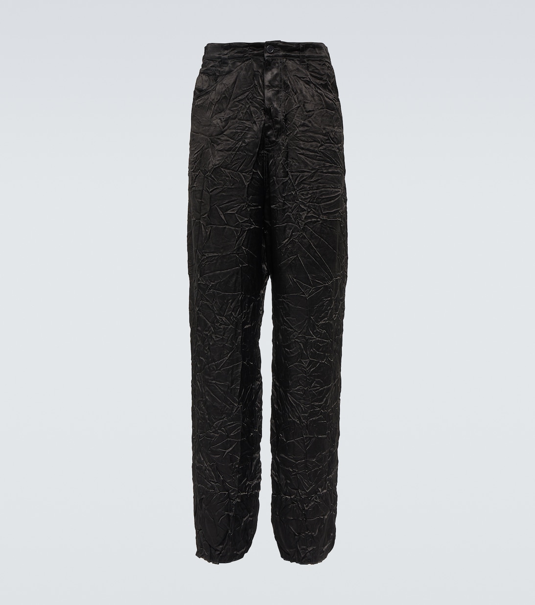 Широкие брюки из жатого атласа Balenciaga, черный