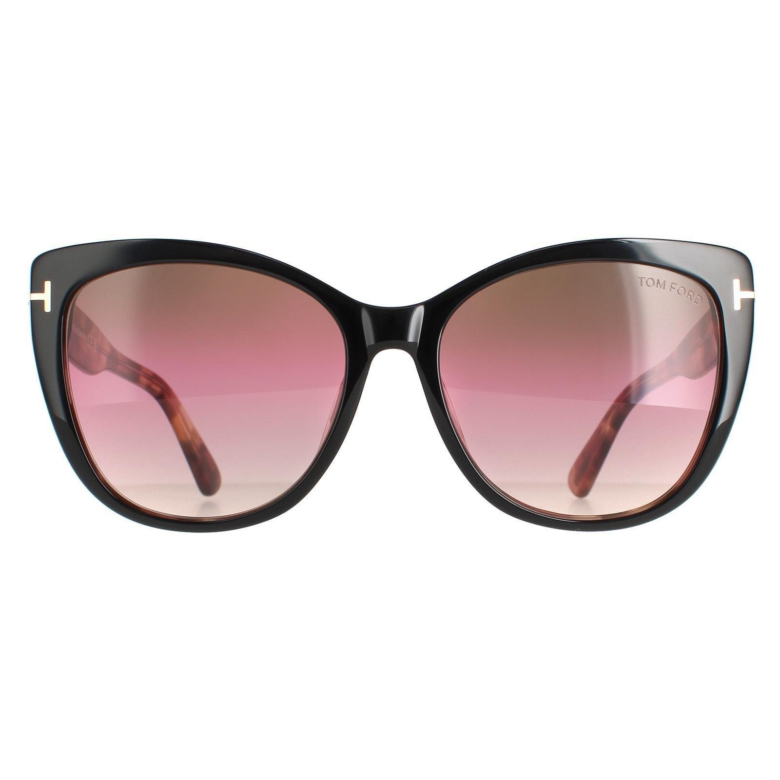 

Солнцезащитные очки Cat Eye Black и Havana Brown Pink Gradient FT0937 Nora Tom Ford, черный