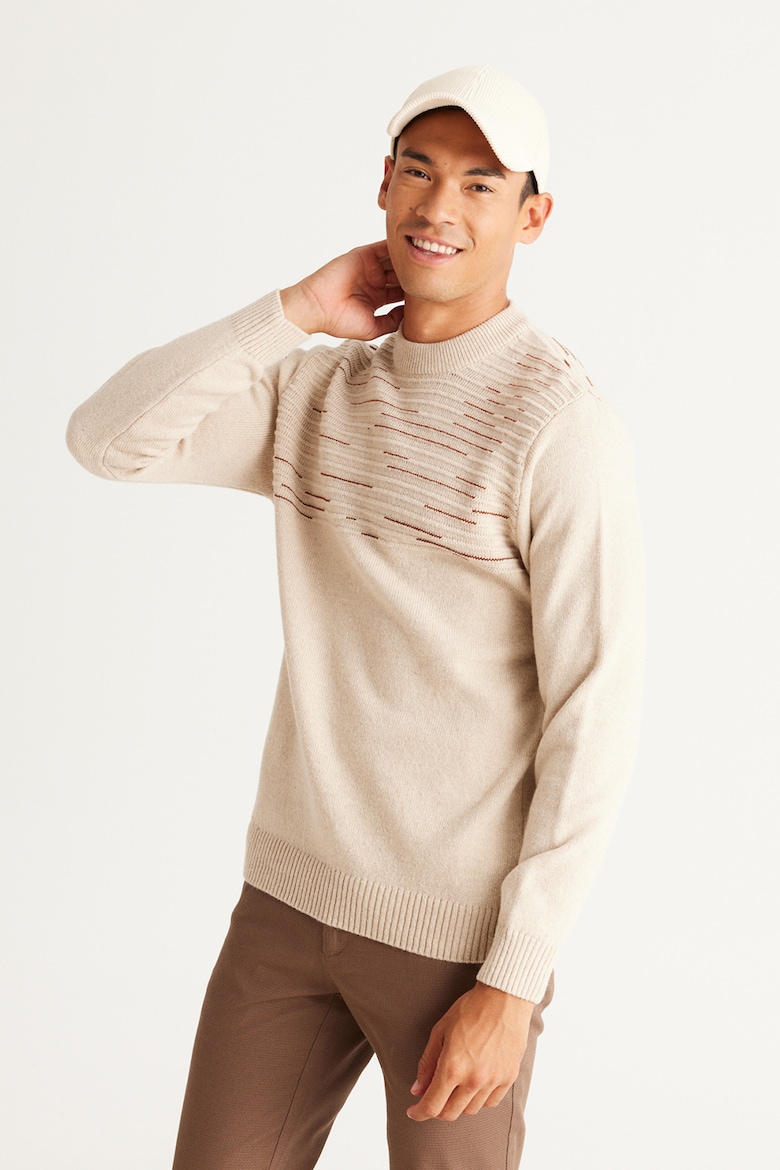 Шерстяной свитер с овальным вырезом Ac&Co, бежевый свитер с овальным вырезом ac