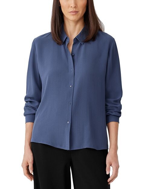 

Шелковая рубашка с длинным рукавом Eileen Fisher, цвет Blue