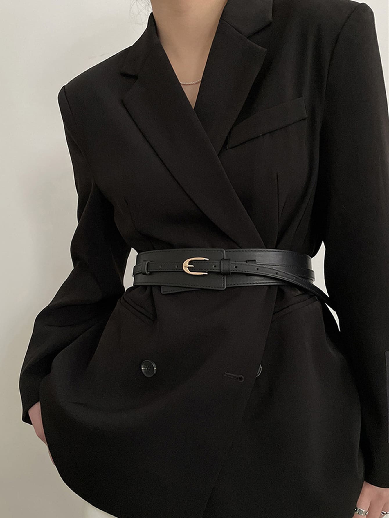 1 шт. женский черный пояс, черный женский белый пиджак новая весенняя одежда корейский стиль средняя длина в британском стиле темпераментный повседневный костюм модный