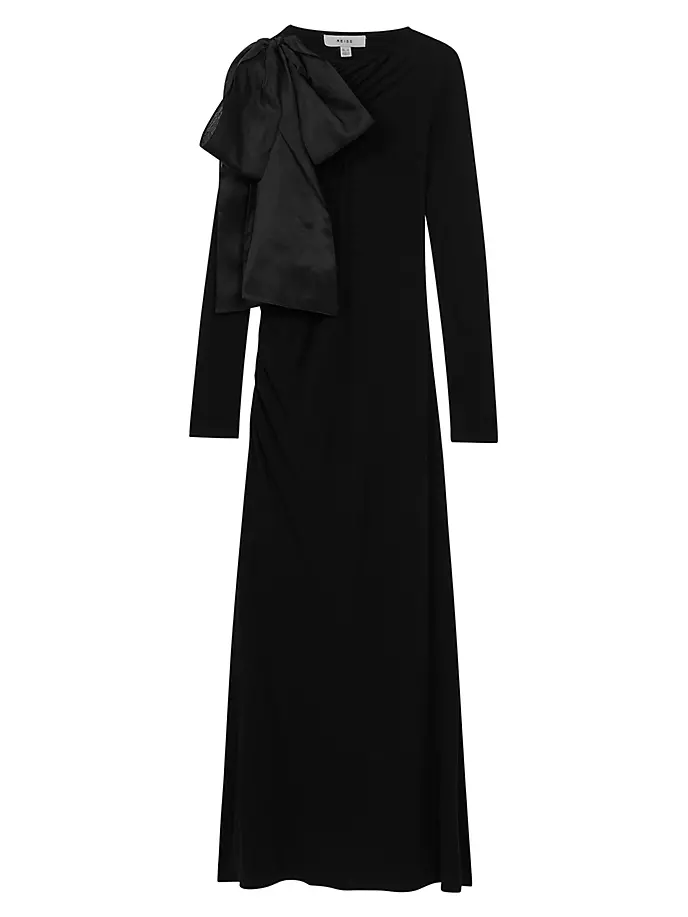 

Платье макси Savannah с бантами на плечах Reiss, черный