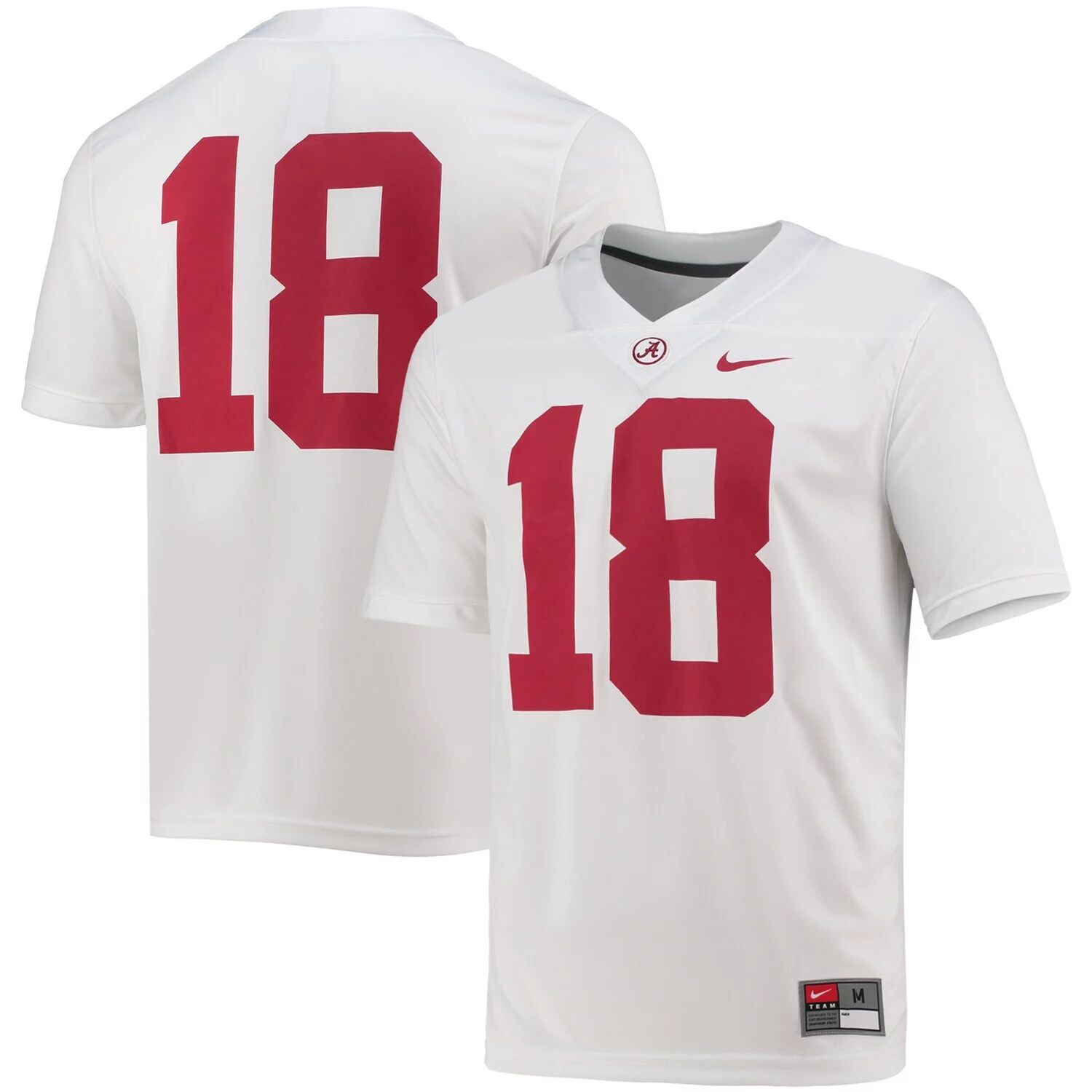 Мужское белое джерси Alabama Crimson Tide # 18 Nike