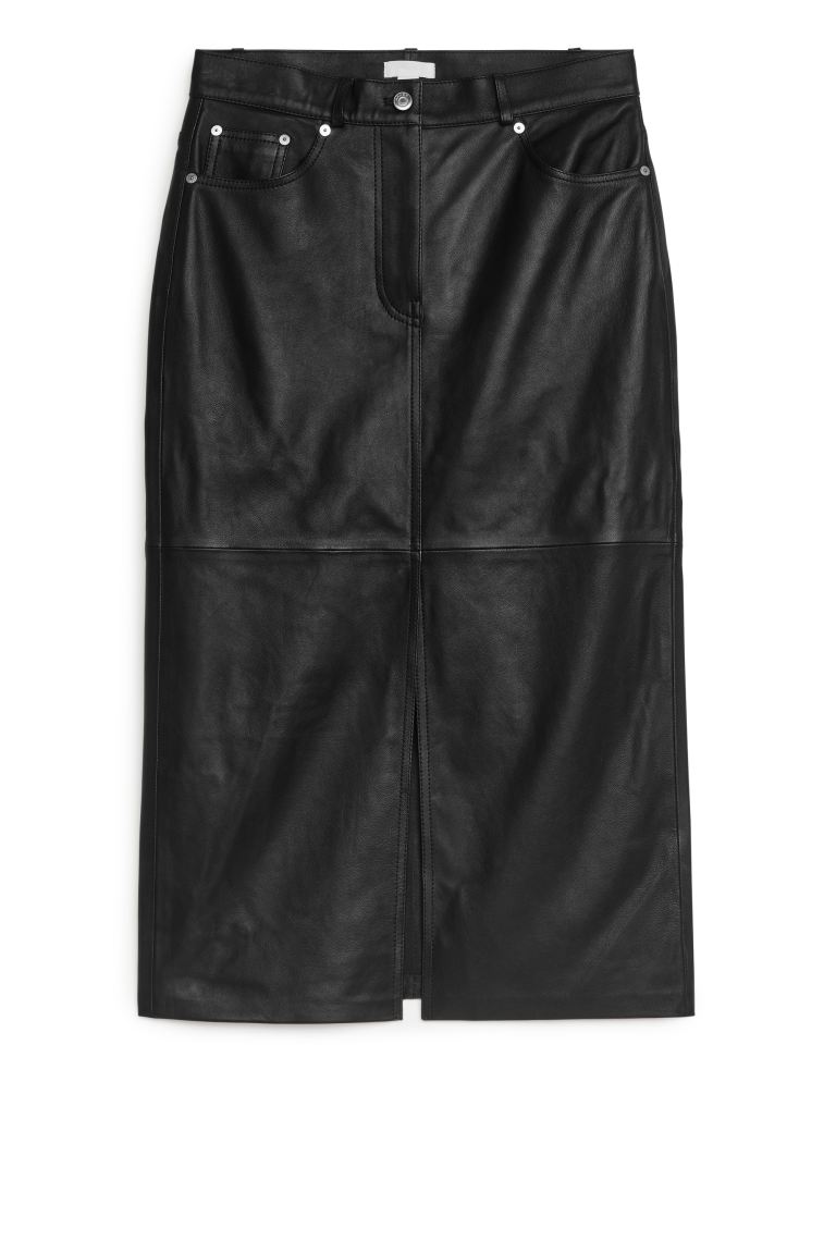Кожаная юбка-карандаш Arket, черный юбка карандаш pompa миди размер 40 мультиколор
