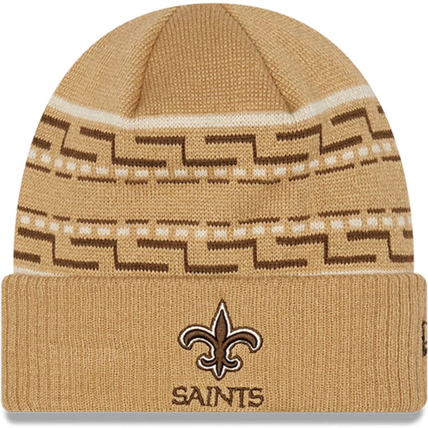 

Мужская вязаная шапка New Era Tan New Orleans Saints Dude с манжетами