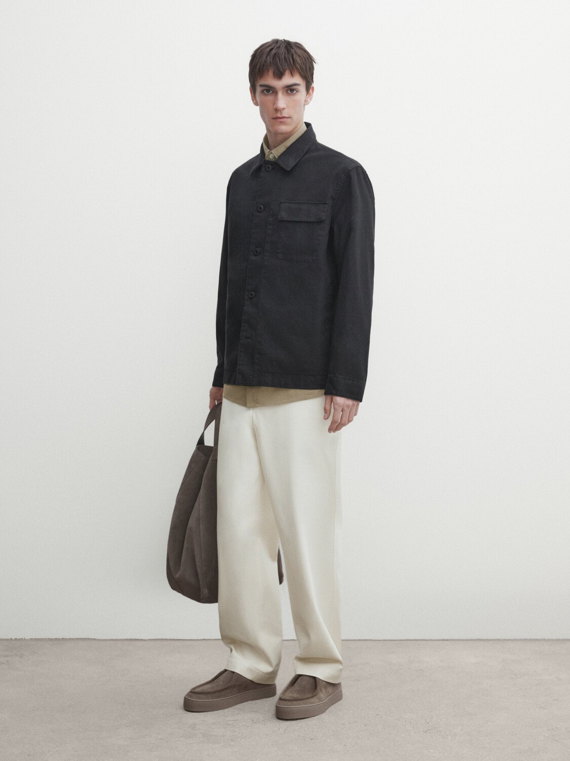 

Трехслойная рубашка из смесового льна Massimo Dutti, синий