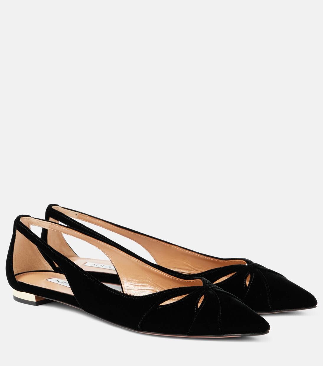 

Бархатные балетки Moves с вырезом Aquazzura, черный