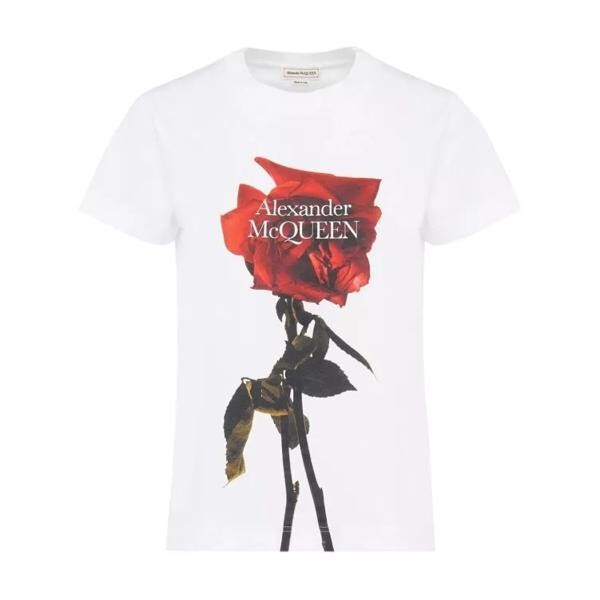 

Футболка shadow rose t-shirt Alexander Mcqueen, белый