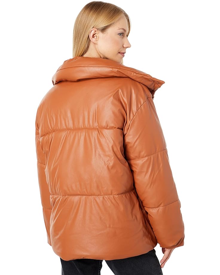 цена Куртка NVLT Oversized Faux Leather Puffer Jacket, цвет Luggage