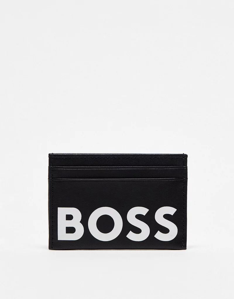 Черный кожаный визитница с большим логотипом BOSS Orange кроссовки boss netroit black
