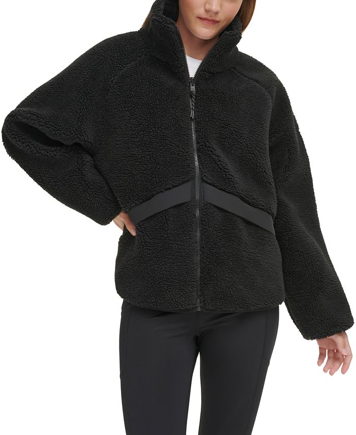 Женская двусторонняя куртка из шерпы Calvin Klein, черный