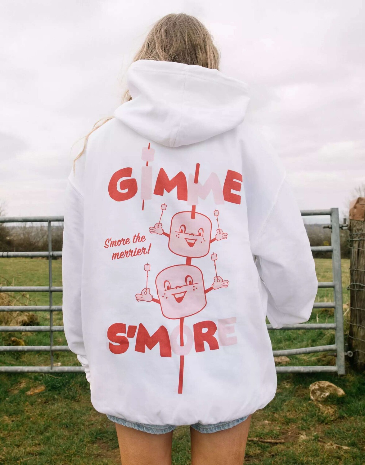 

Белая толстовка унисекс с графическим рисунком Gimme s'more Batch1, Белый