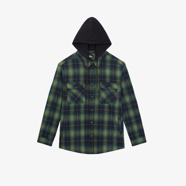 

Рубашка из хлопка с капюшоном в клетку The Kooples, черный