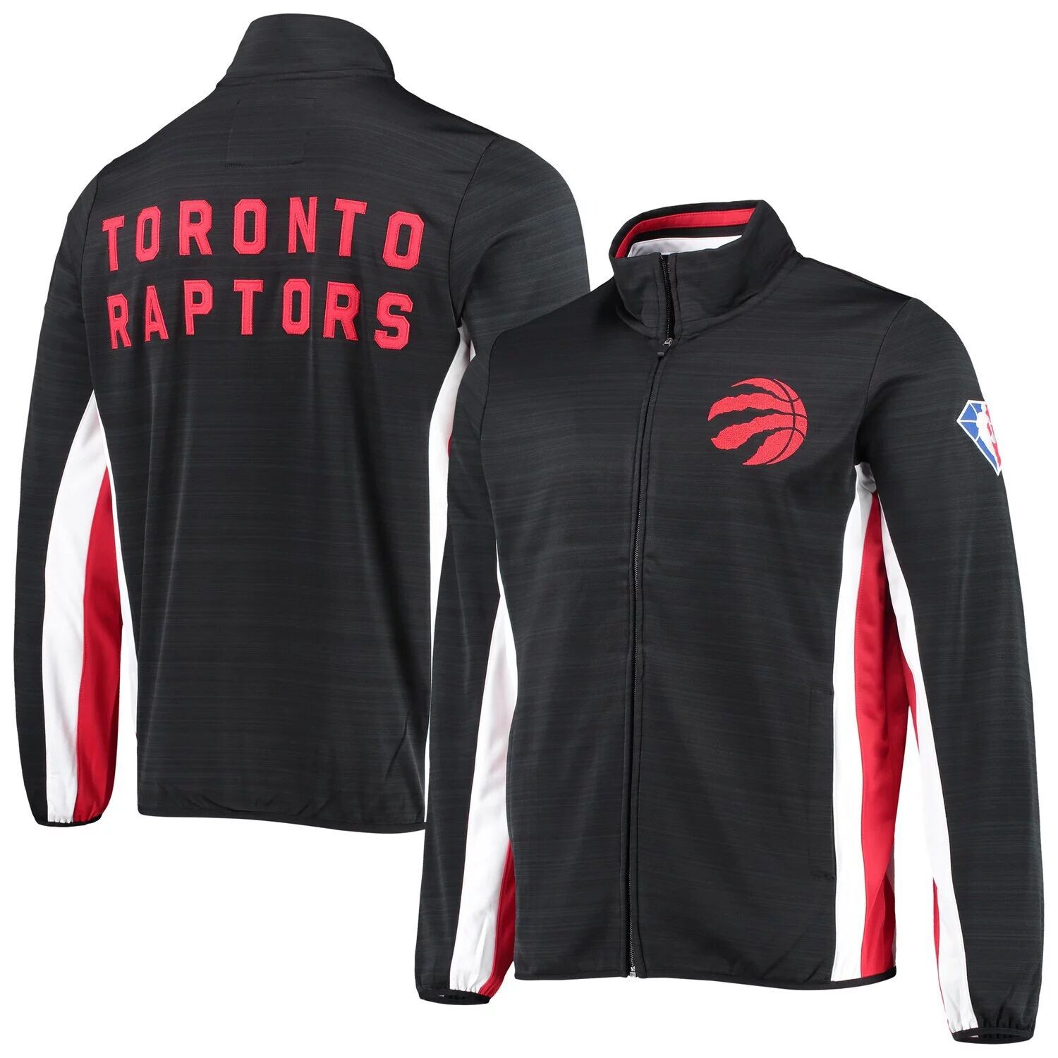 

Мужская спортивная куртка Carl Banks Black Toronto Raptors с молнией во всю длину в честь 75-летия Power Forward Space Dye G-III