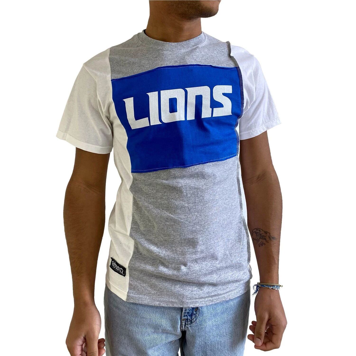 

Мужская футболка Refried Apparel Heathered Grey Detroit Lions с разрезом