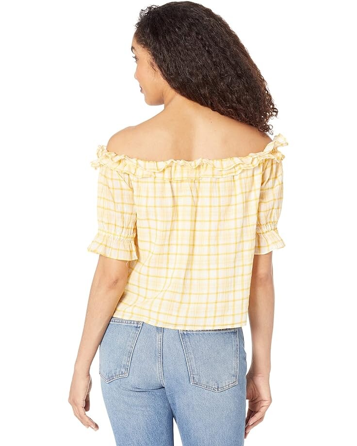

Топ Tommy Hilfiger Over-the-Shoulder Ruffle Top, цвет Yellow/White